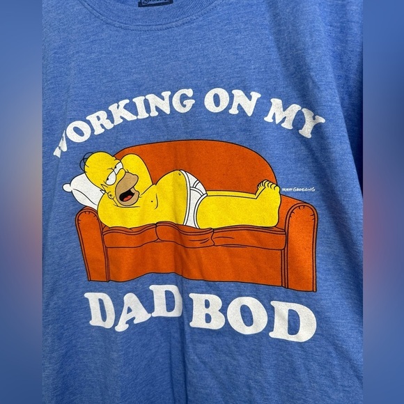 The Simpsons Homer Working on my Dad Bod Mens Shirt Size Large NWT - Picture 3 of 5